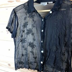 Y2K Z of US NYC Sheer Top Small Crop Embroidery Coquette Whimsigoth Fairy Grunge